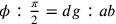 \phi:\frac{\pi}{2}=dg: ab