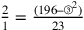 \frac{2}{1}=\frac{(196–③^2)}{23}