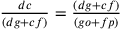 \frac{dc}{(dg+cf)}=\frac{(dg+cf)}{(go+fp)}