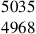 \begin{matrix}5035\\[-.5mm]4968\end{matrix}