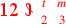 \leavevmode {\color {red}\hbox{12}~\scalebox {-1}[1]{\ell }~{t\atop 2}~{m\atop 3}}