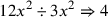 12x^2\div 3x^2\Rightarrow 4