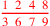 \leavevmode {\color {red}1~\,2~\,4~\,8\over 3~\,6~\,7~\,9}
